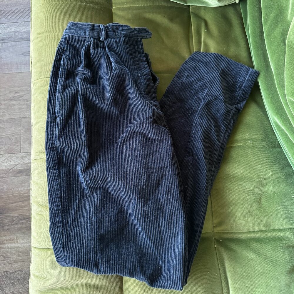 Essential Elements Vintage Corduroy Pants Women’s 8 Navy Blue 100 Percent Cotton